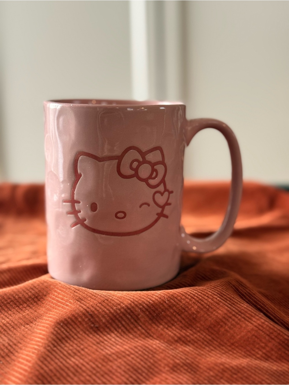 Sanrio Hello Kitty Pink Textured Ceramic Mug 2024 Collectible 15.2 oz